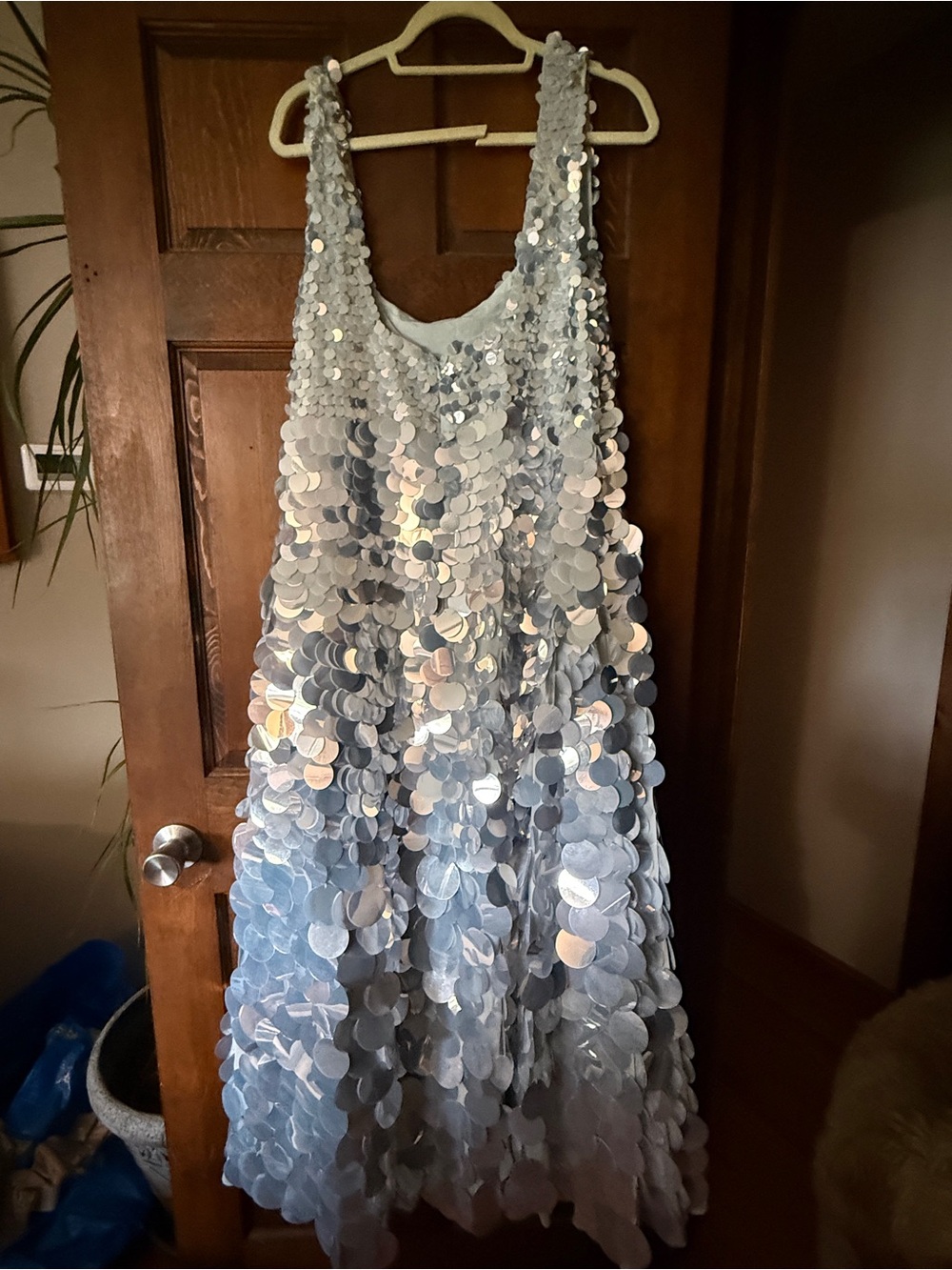 ASOS Curve Silver Sequin Midi Dress